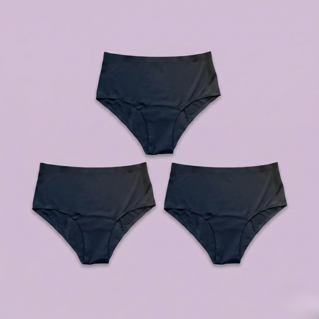 Pack de 3 Braguitas Menstruales de Tiro Alto – Ahorra Más (-25%)