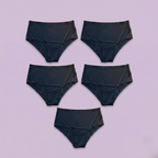 Pack de 5 cuecas menstruais de cintura alta – Ciclo completo (-50%)