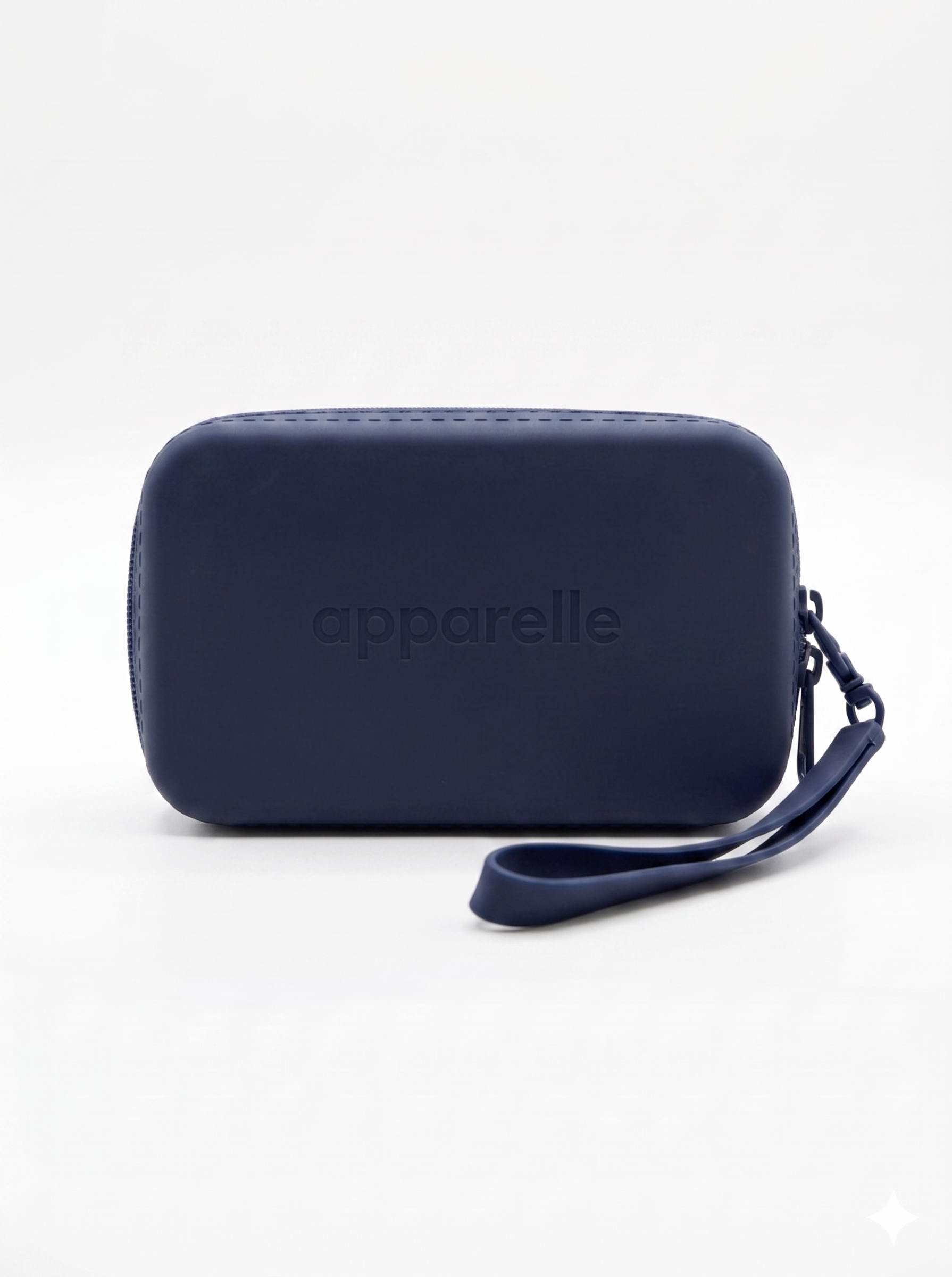 Neceser waterproof de silicona Apparelle en azul noche — tono navy profundo para un look discreto y elegante