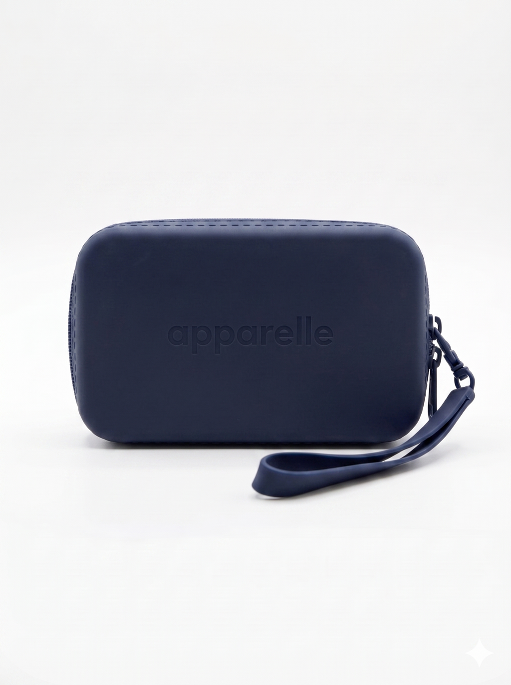 Neceser waterproof de silicona Apparelle en azul noche — tono navy profundo para un look discreto y elegante