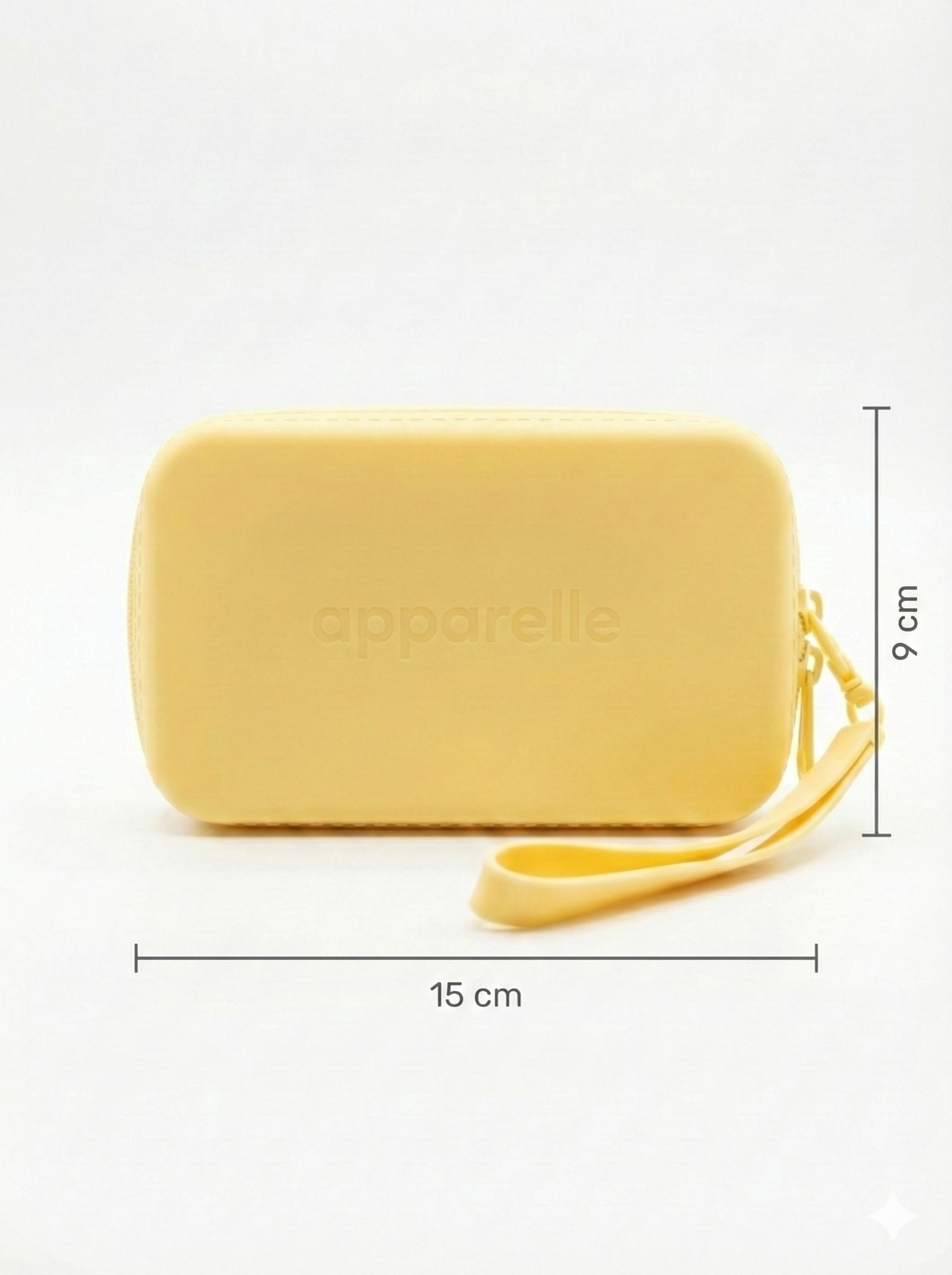 Neceser de silicona Apparelle en color amarillo butter — vista lateral cerrado