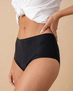 Braga menstrual de tiro alto negra, perfil lateral sin costuras